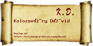 Kolozsváry Dávid névjegykártya